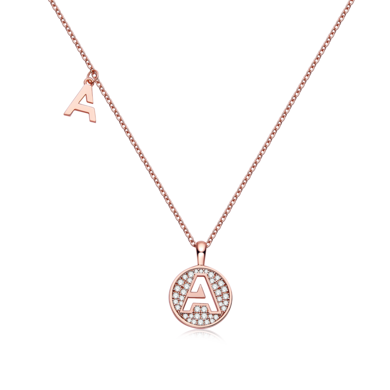 A pendant S925 silver plated rose gold Moissanite diamond light luxury letter necklace